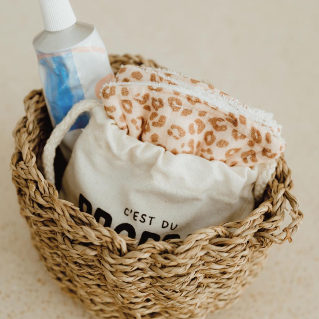 Lot de 4 lingettes lavables bébé Léopard