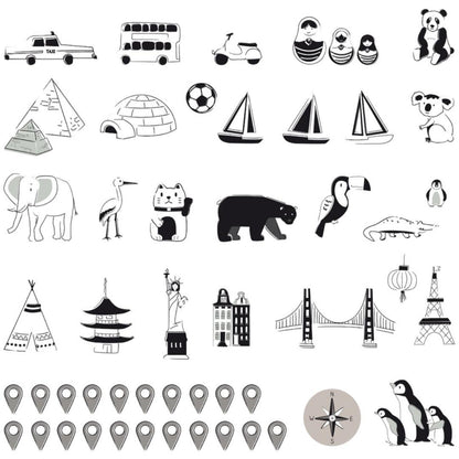 Sticker Enfant Carte Monde Beige