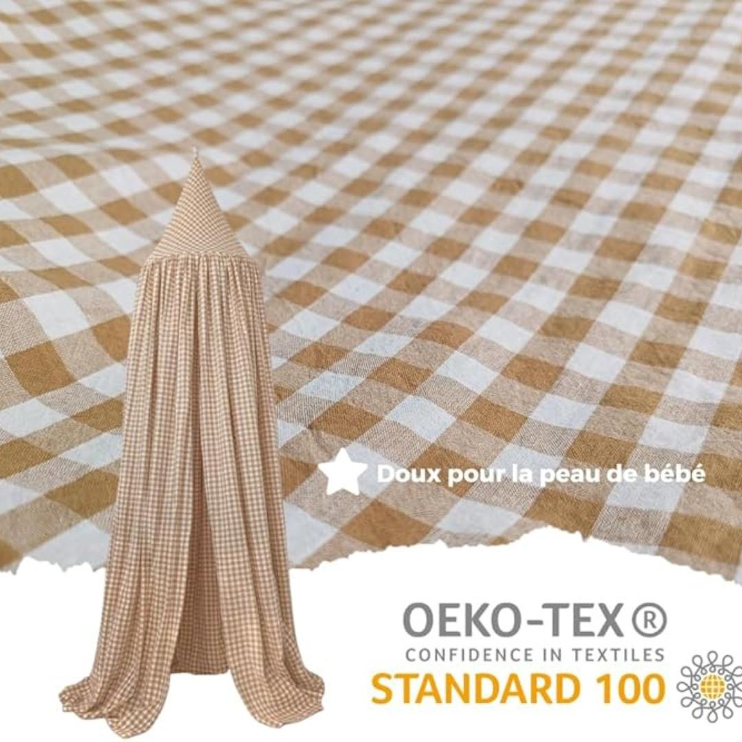 Ciel de lit bébé Vichy beige
