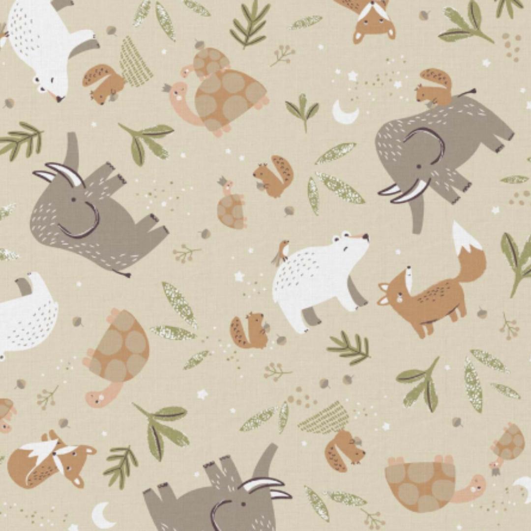 Panier à langer + matelas + housse animaux beige