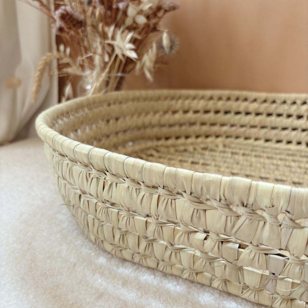 Panier à langer + matelas + housse double gaze fleurie Nina