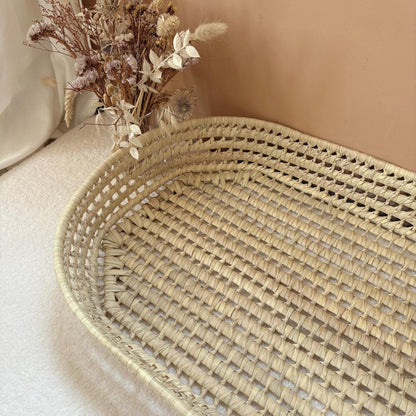 Panier à langer + matelas + housse double gaze fleurie Nina
