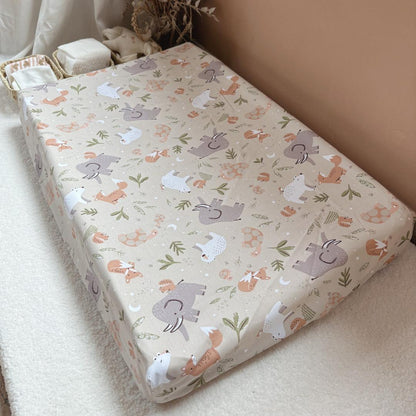 Housse matelas à langer Animaux beige