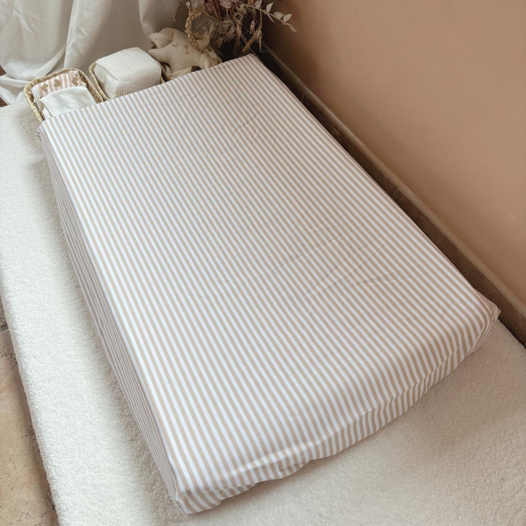 Housse matelas à langer rayures beige