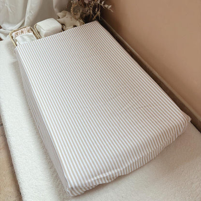 Housse matelas à langer rayures beige
