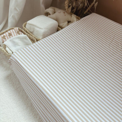 Housse matelas à langer rayures beige