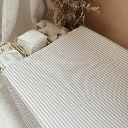 Housse matelas à langer rayures beige