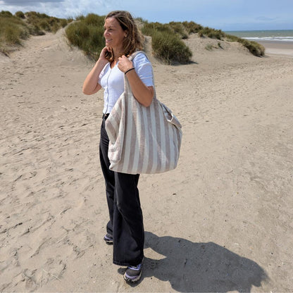 Sac cabas éponge XL - Ecru &amp; Beige