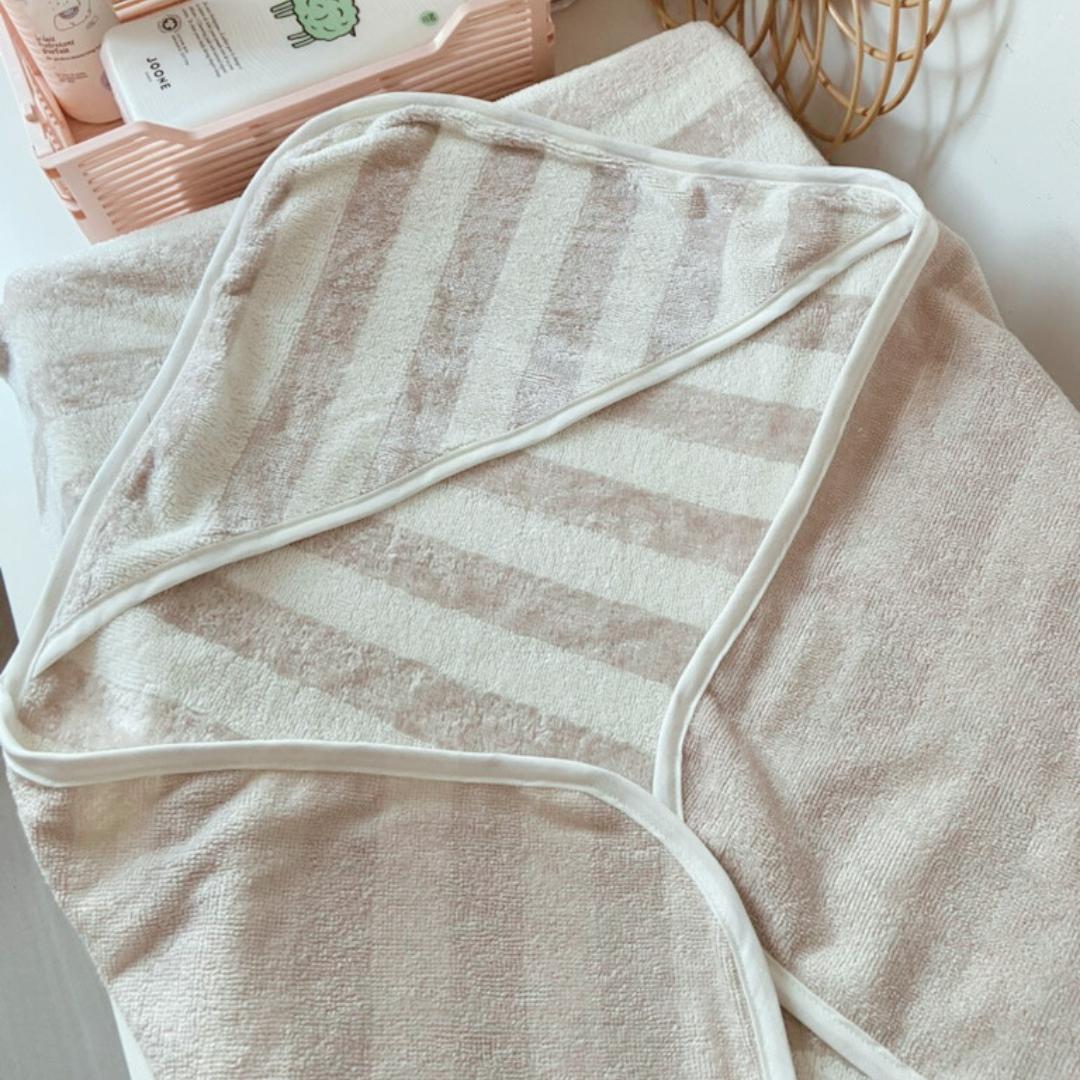 Cape de bain bébé Beige &amp; Ecru
