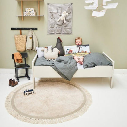 Tapis enfant rond beige &amp; vert