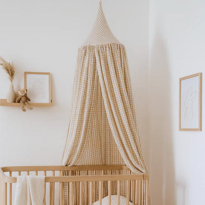Ciel de lit bébé Vichy beige