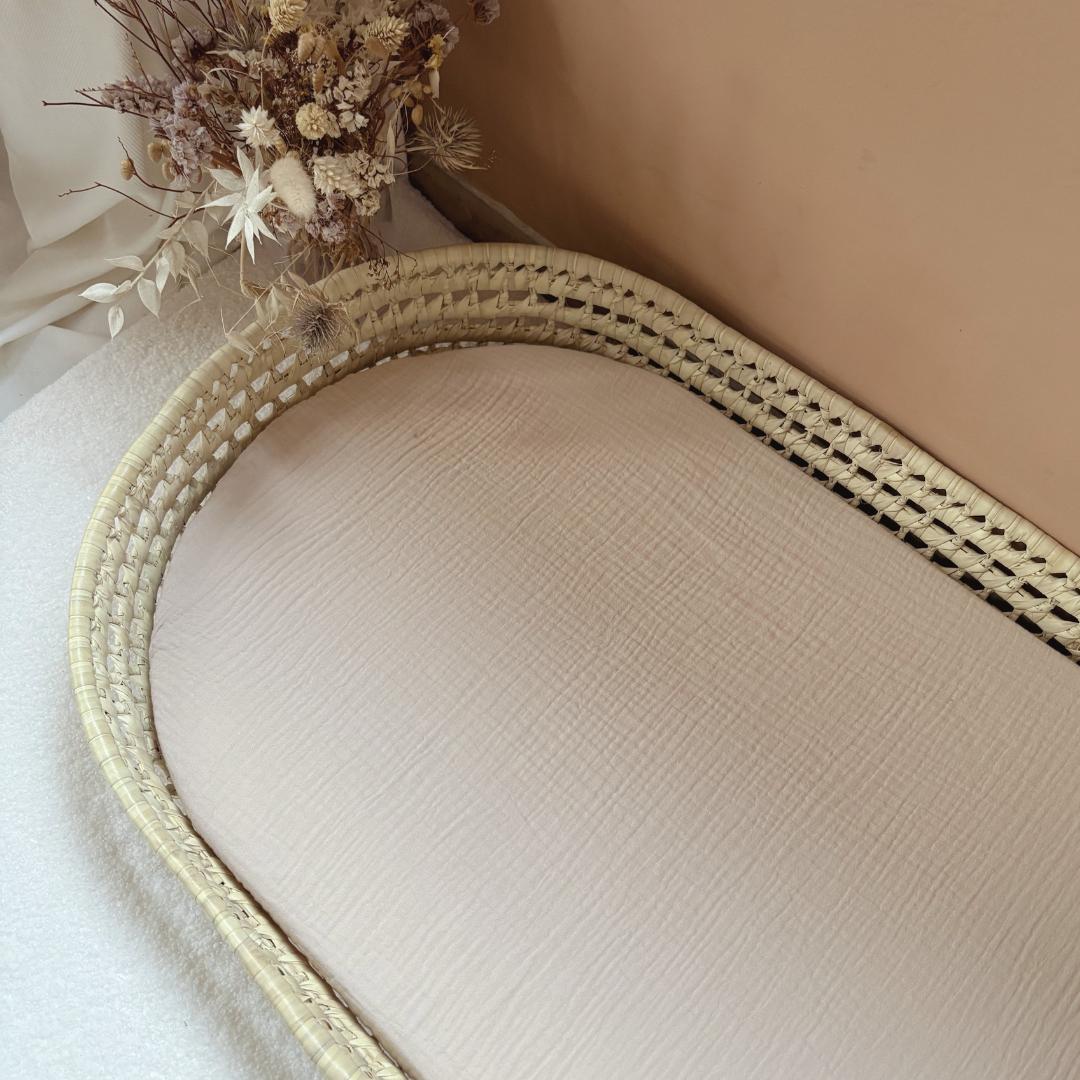 Panier à langer + matelas + housse double gaze Beige