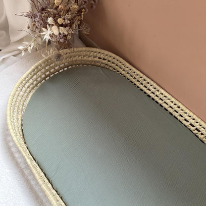 Panier à langer + matelas + housse double gaze vert kaki