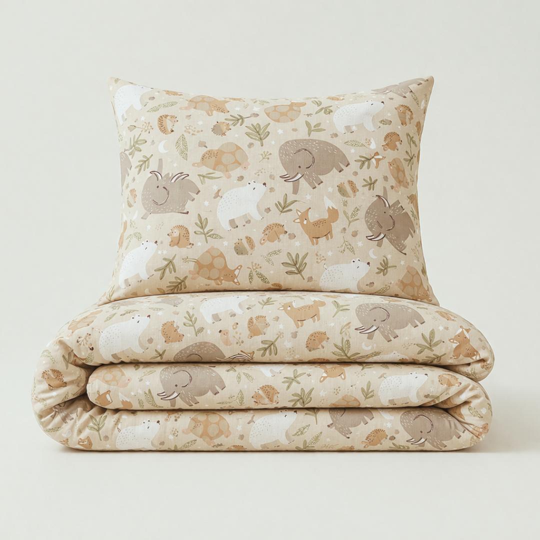 Housse de couette enfant animaux beige