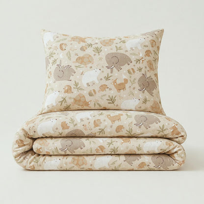 Housse de couette enfant animaux beige