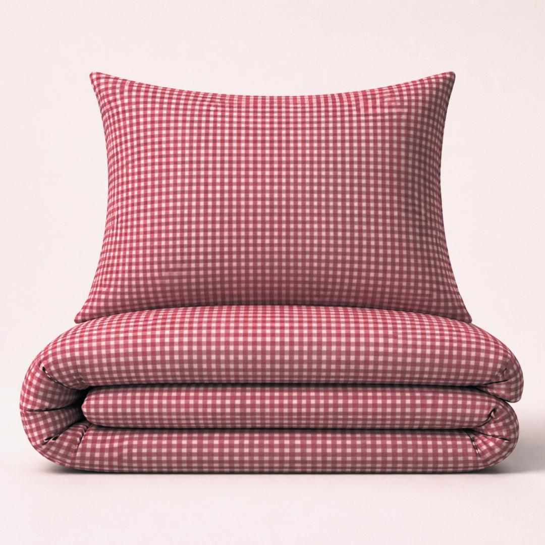 Housse de couette enfant vichy rose
