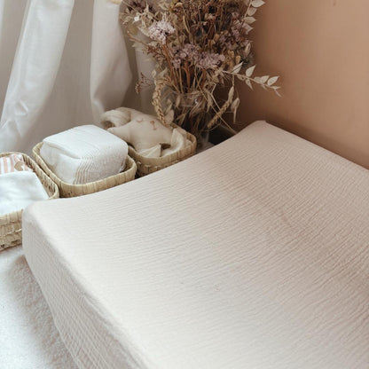 Housse matelas à langer Double gaze BIO Beige