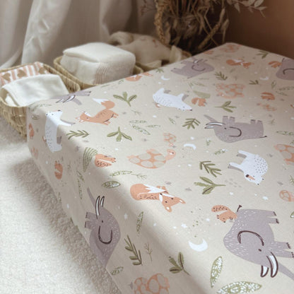 Housse matelas à langer Animaux beige