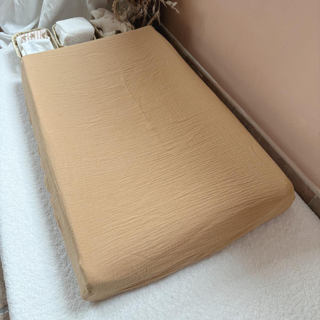 Housse matelas à langer double gaze BIO camel