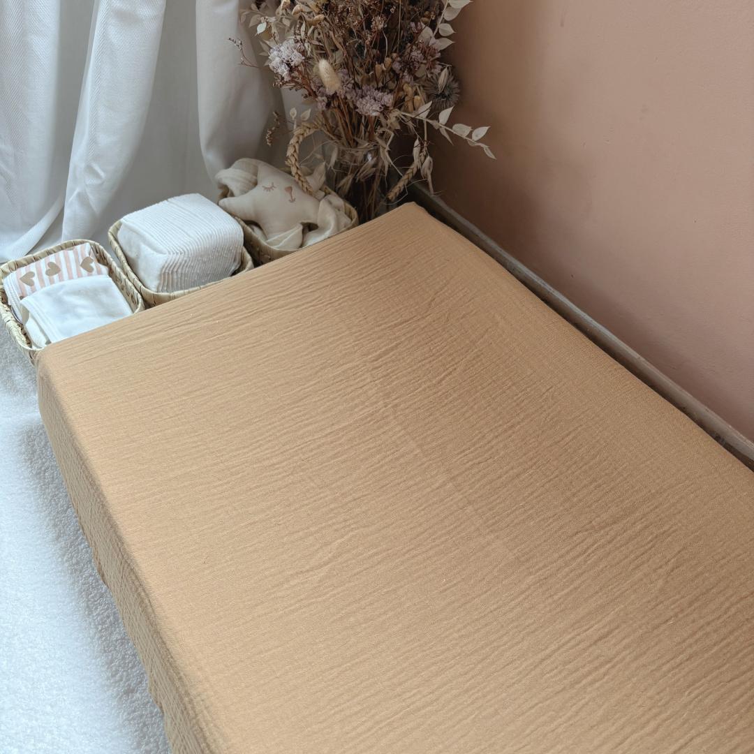 Housse matelas à langer double gaze BIO camel