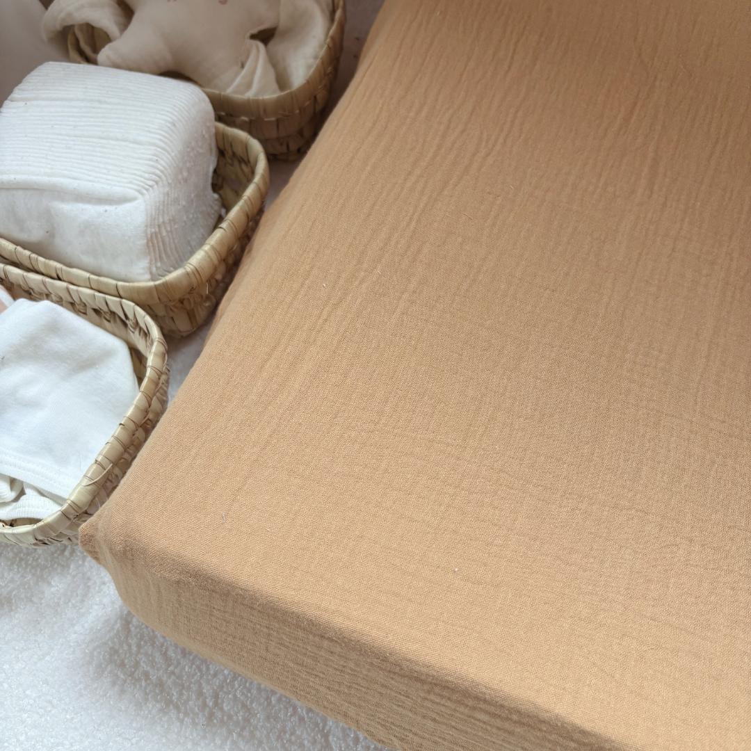Housse matelas à langer double gaze BIO camel