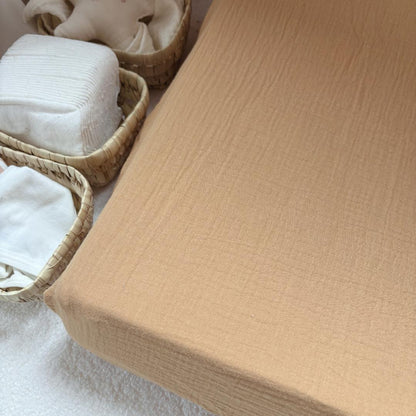 Housse matelas à langer double gaze BIO camel