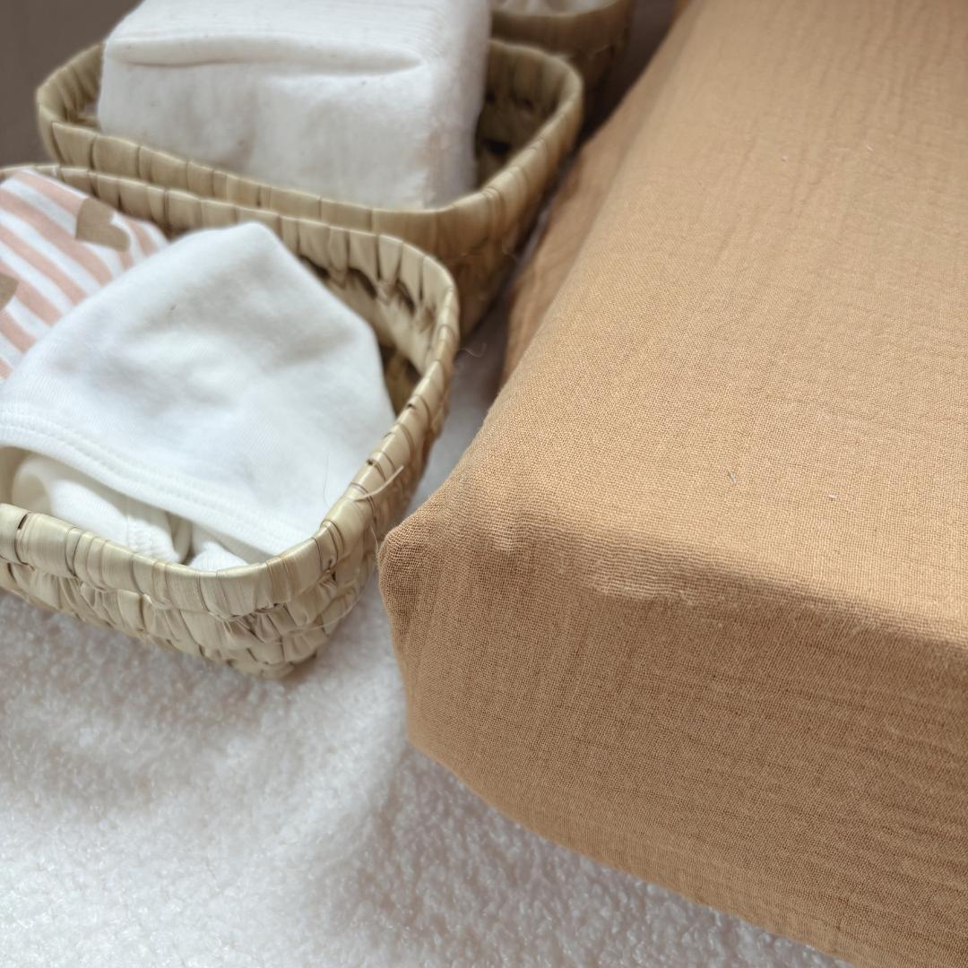 Housse matelas à langer double gaze BIO camel