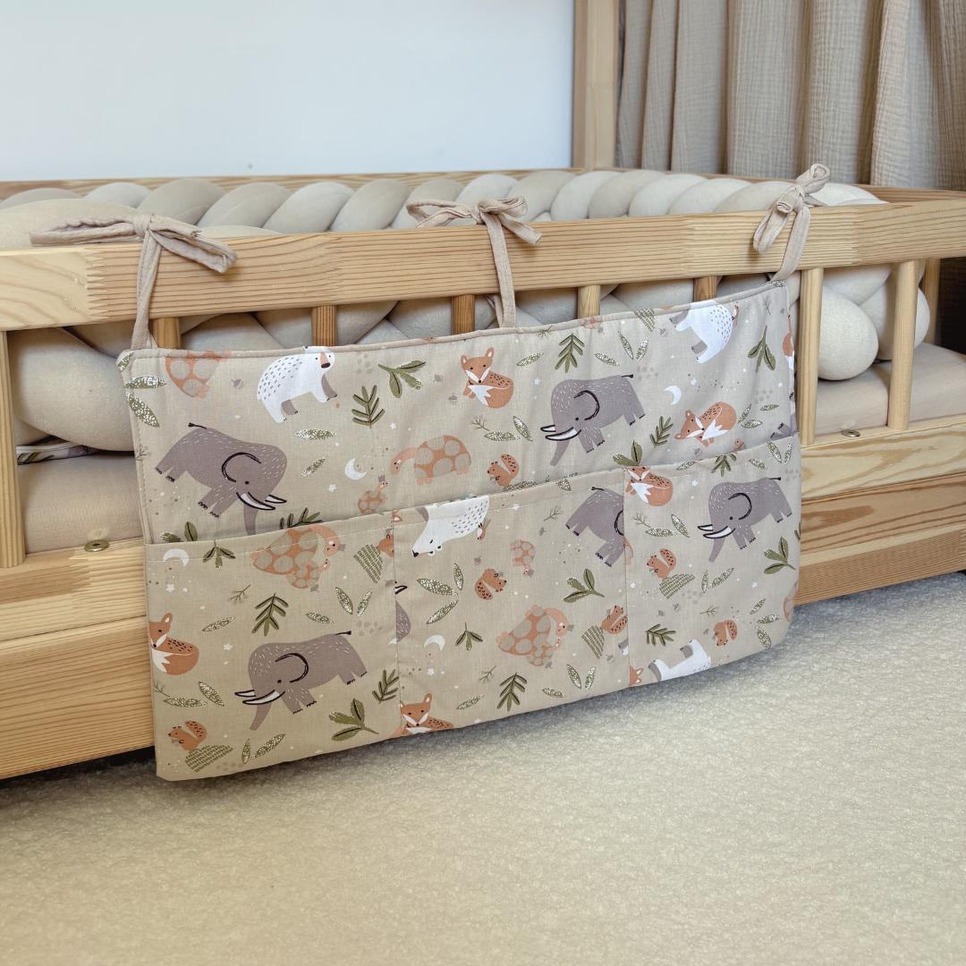 Pochette de rangement animaux beige