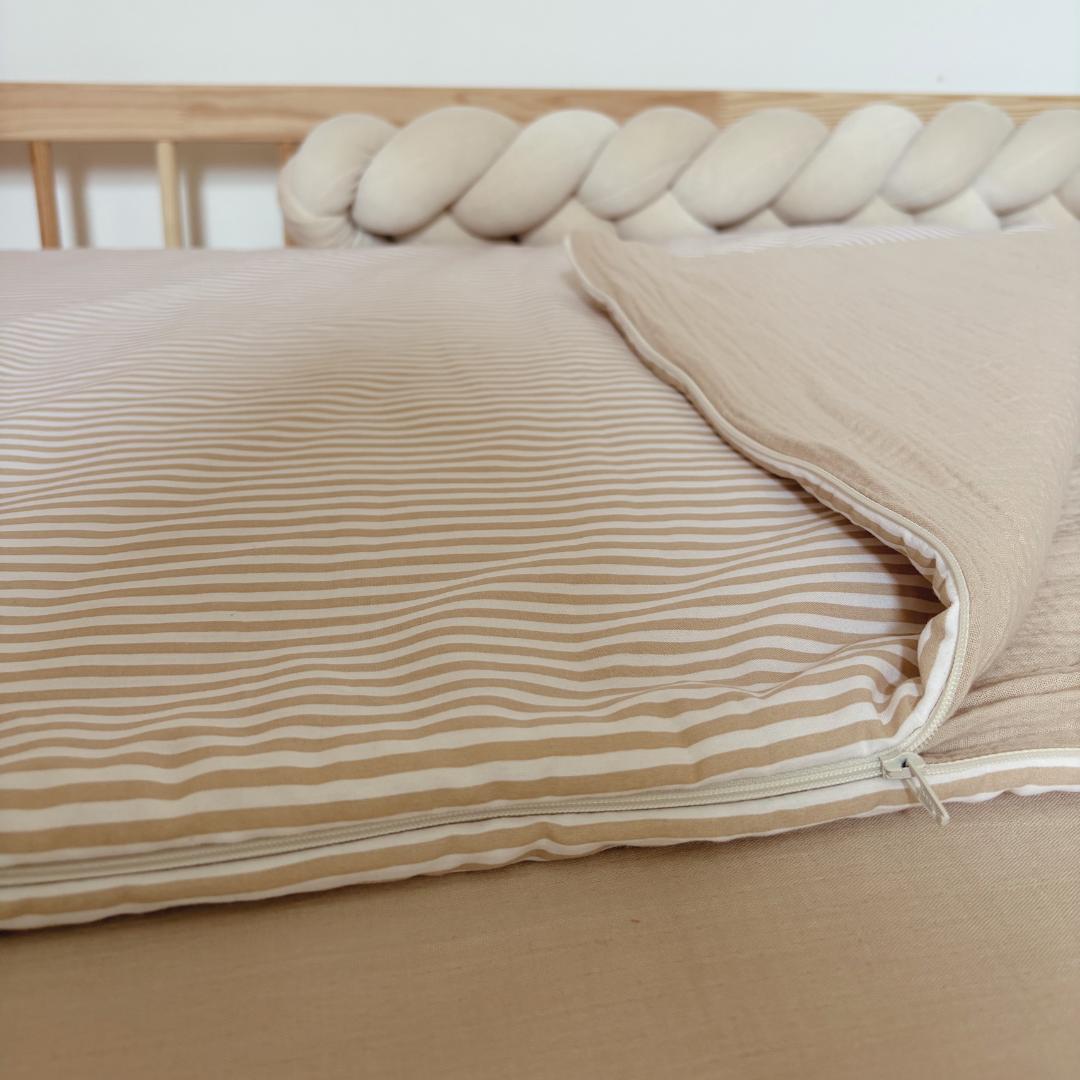 Sac de couchage enfant rayures beige