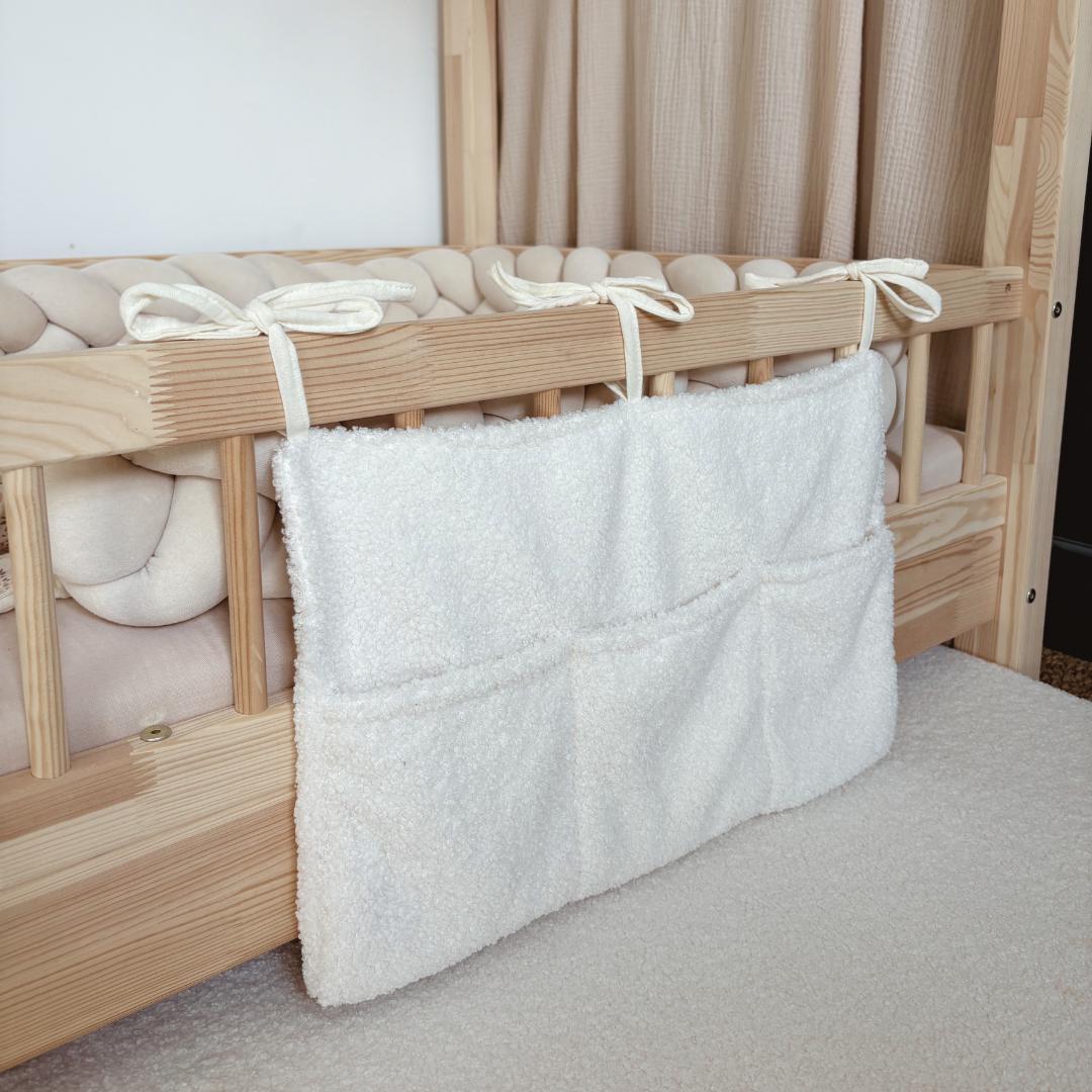 Pochette de rangement lit - Tissu bouclette écru