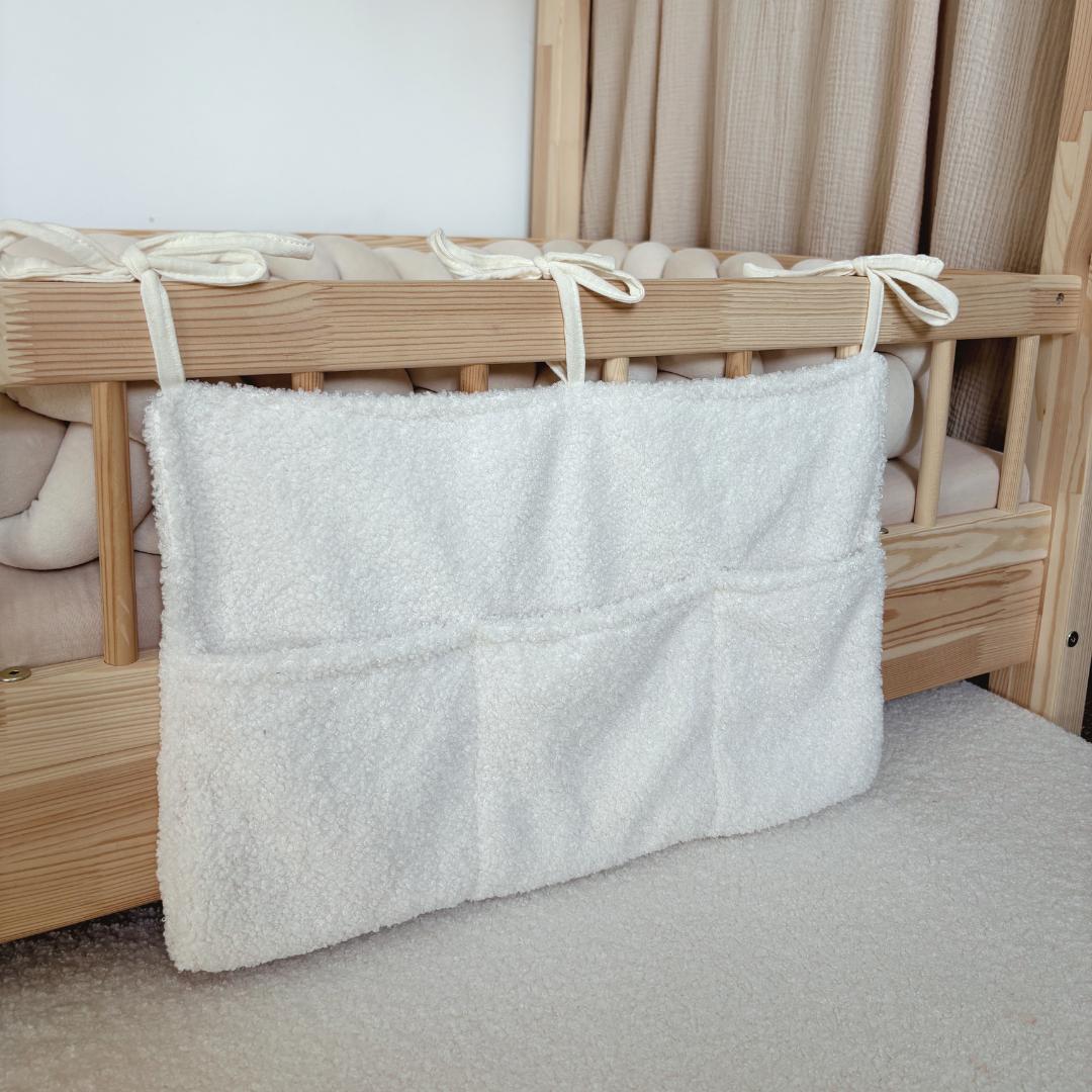 Pochette de rangement lit - Tissu bouclette écru