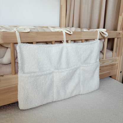 Pochette de rangement lit - Tissu bouclette écru