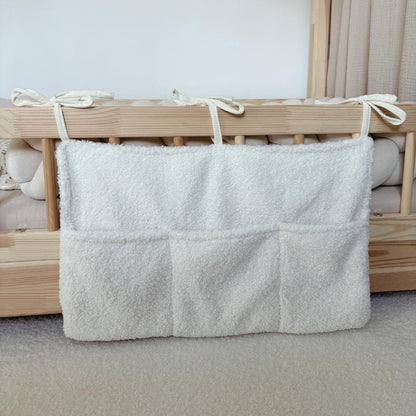 Pochette de rangement lit - Tissu bouclette écru