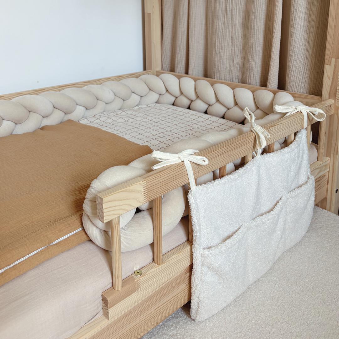 Pochette de rangement lit - Tissu bouclette écru