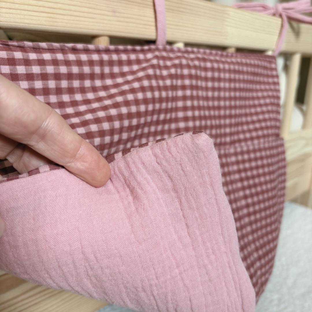 Pochette de rangement vichy rose