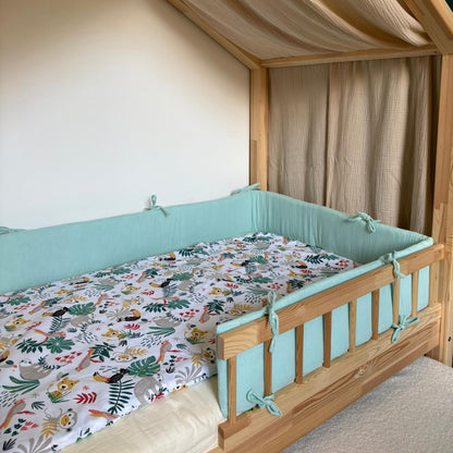 Tour de lit cabane double gaze vert menthe