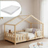 Grand lit cabane Montessori avec barrière + matelas - 120x200cm - Bois naturel