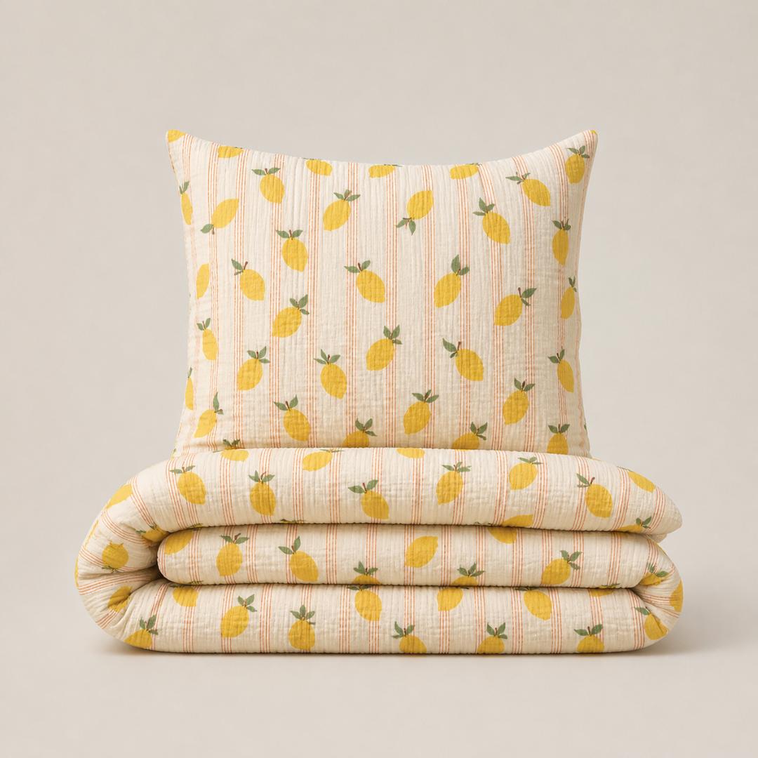Housse de couette mousseline Citrons (édition limitée)