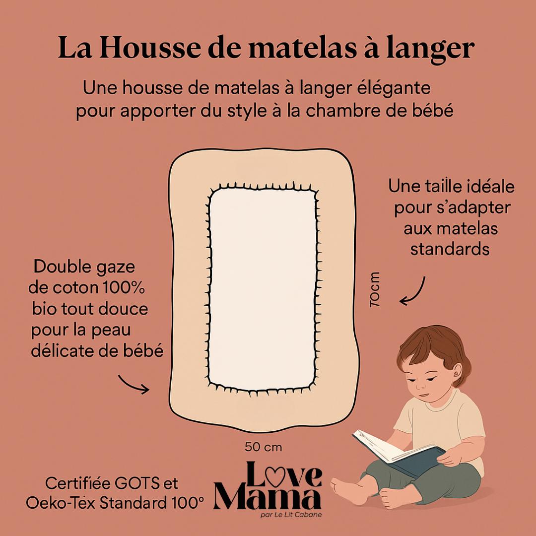 Housse matelas à langer double gaze BIO camel