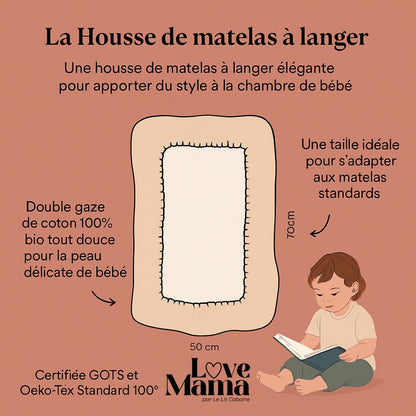 Housse matelas à langer double gaze BIO camel