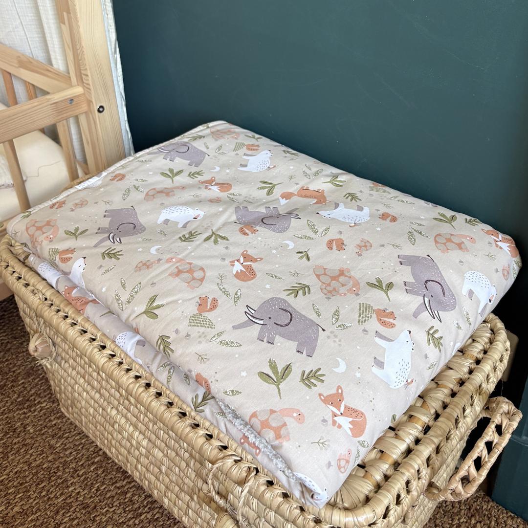 Couverture enfant animaux beige