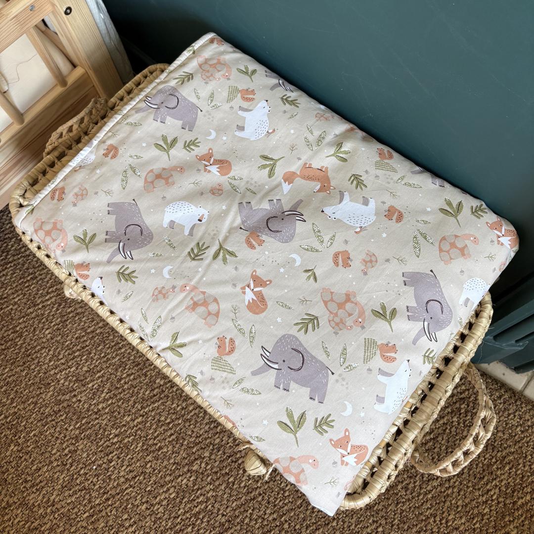 Couverture enfant animaux beige