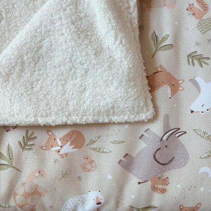 Couverture enfant animaux beige