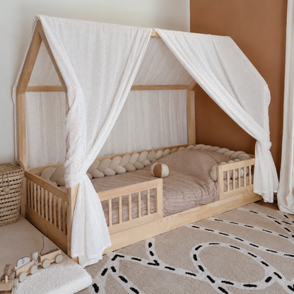 Ciel de lit cabane (pack de 2) Blanc pois dorés