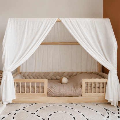 Ciel de lit cabane (pack de 2) Blanc pois dorés