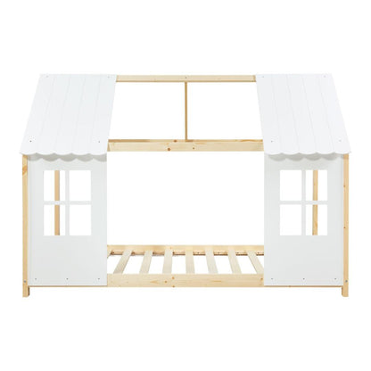 Lit cabane maison 140x200cm - Bois naturel