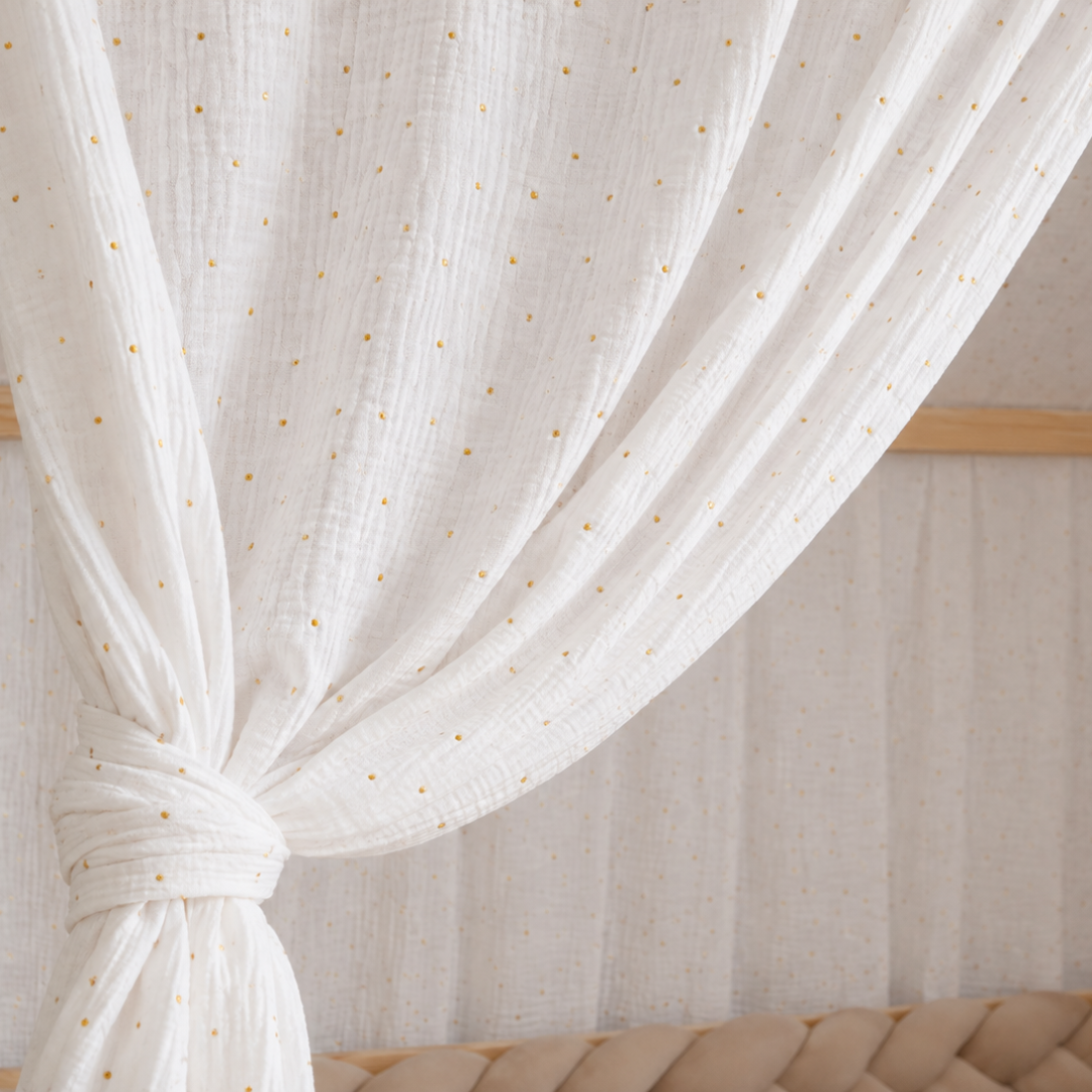 Ciel de lit cabane (pack de 2) Blanc pois dorés