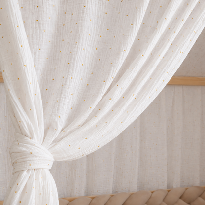 Ciel de lit cabane (pack de 2) Blanc pois dorés