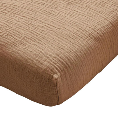 Drap housse double gaze coton BIO - Camel
