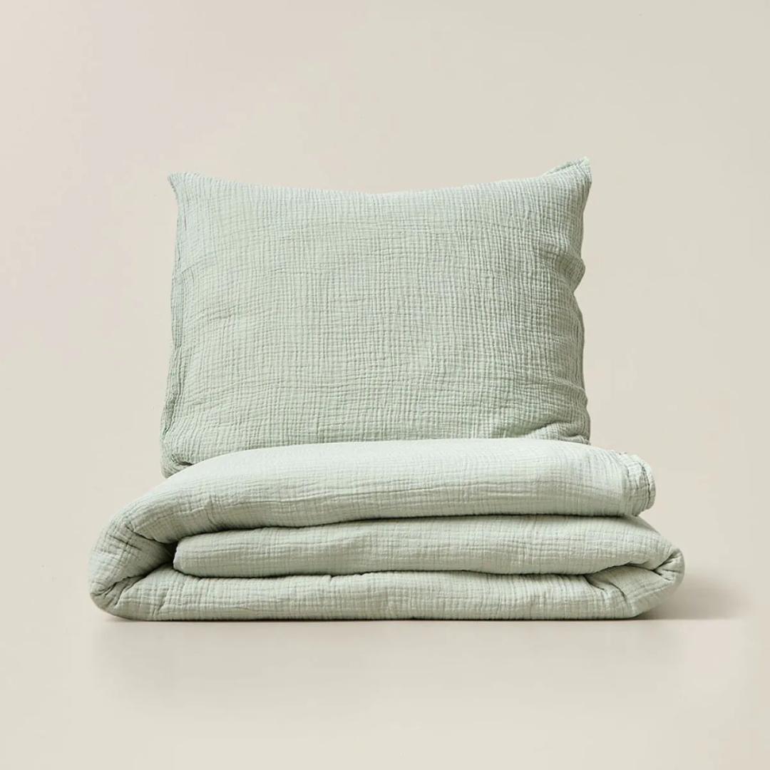 Housse de couette mousseline Vert d&
